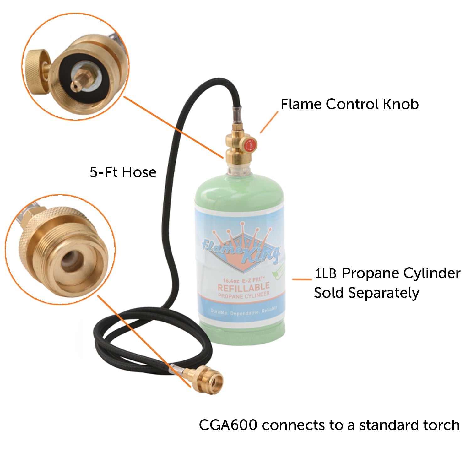 Flame King Flexible 5 FT Extension Hose For 1Lb Propane Tank Cylinder - We The Collective