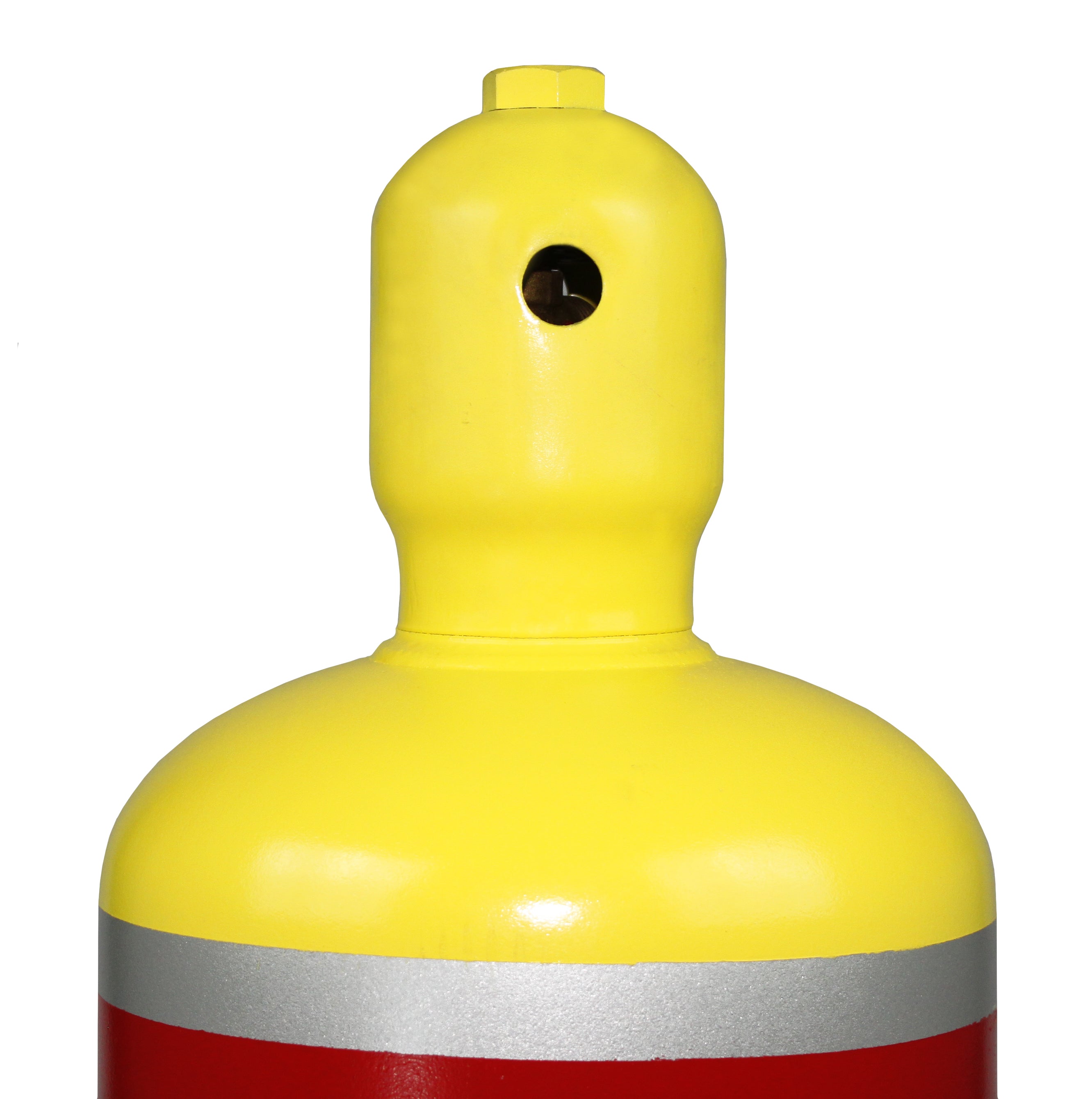 Flame King 123lb refrigerant cylinder tank with multi valve designed for A2L refrigerants, showcasing its robust construction.
