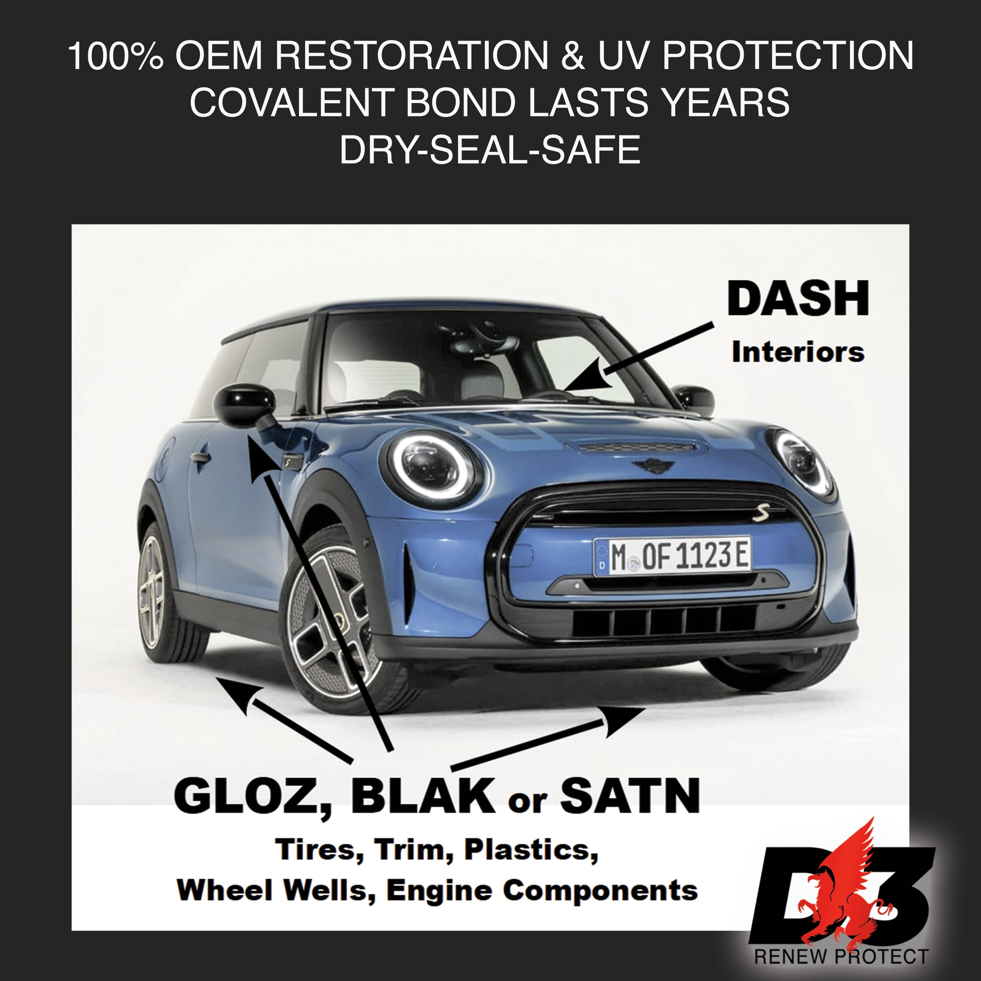 DASH - Permanent Interior Protectant & Dash Repair, Low-Glare Dry Seal & UV Block for Car Dash, Plastics, Coated Leather, Vinyl (1.2 oz per auto) - OVERLANDERS Outfitter