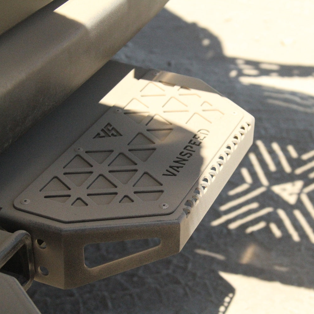 Sprinter Defender Mini Rear Step by The Van Mart, showcasing a durable, compact exterior part for easy vehicle access.