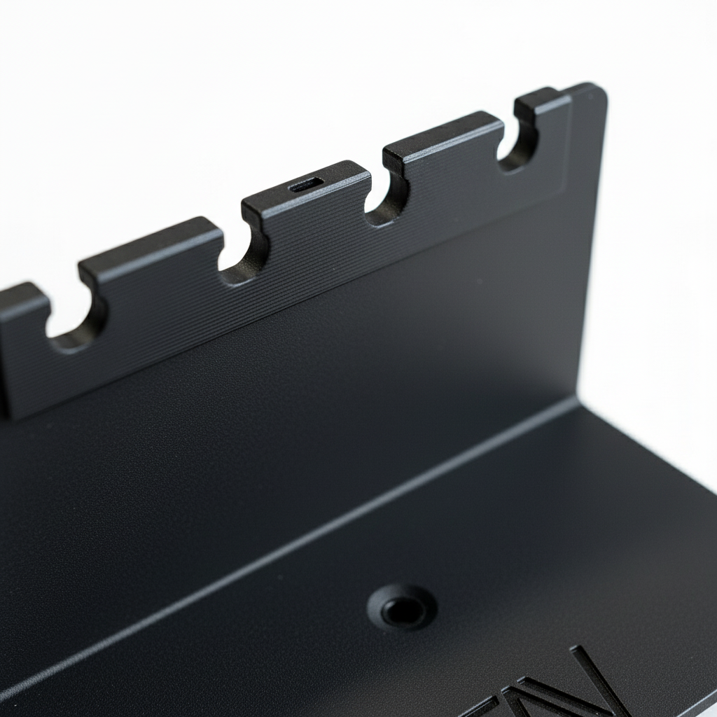 Magnetic fly rod holder by Canyon Adventure Vans, made in Utah, securely attaching to vehicles for easy fishing gear access