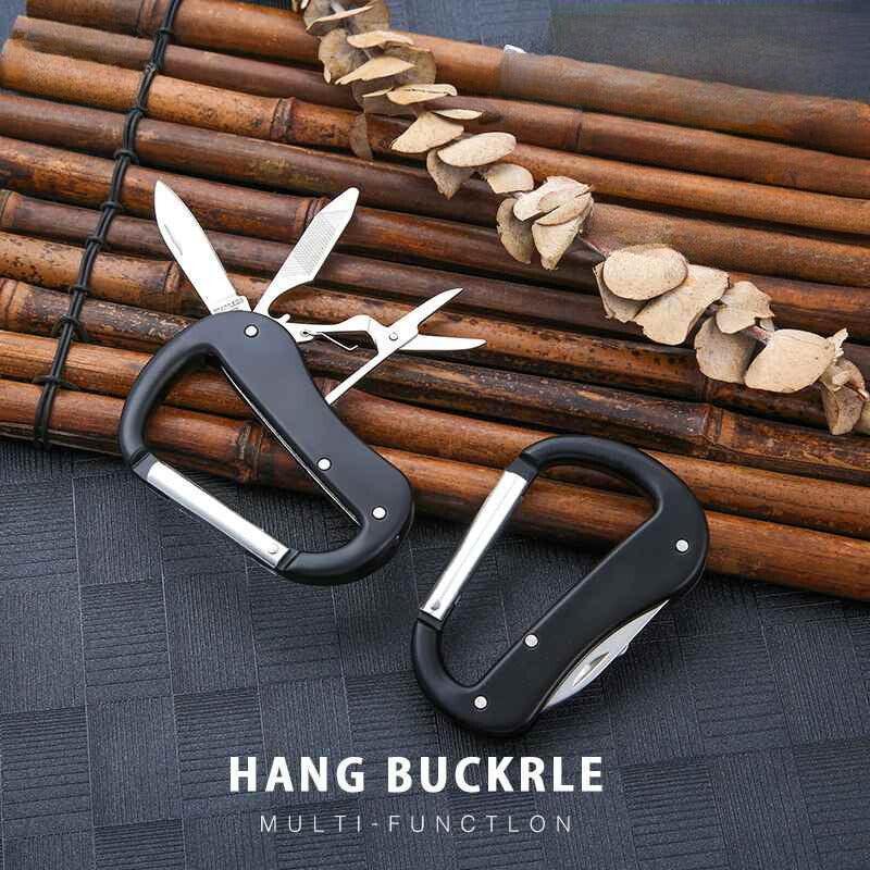 Outdoor multifunctional key carabiner by Bean's Moto Booth with metal clip and keyring for secure key organization on outdoor gear