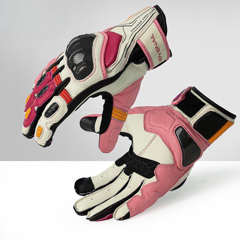 Alien Snail™ motorcycle gloves by Bean's Moto Booth, tactical racing gloves with carbon fiber reinforcement, shown in black and gray.