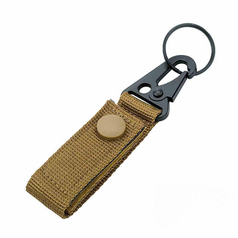 Outdoor nylon eagle beak hook by Bean's Moto Booth, showing a sturdy black metal hook with nylon strap attachment.