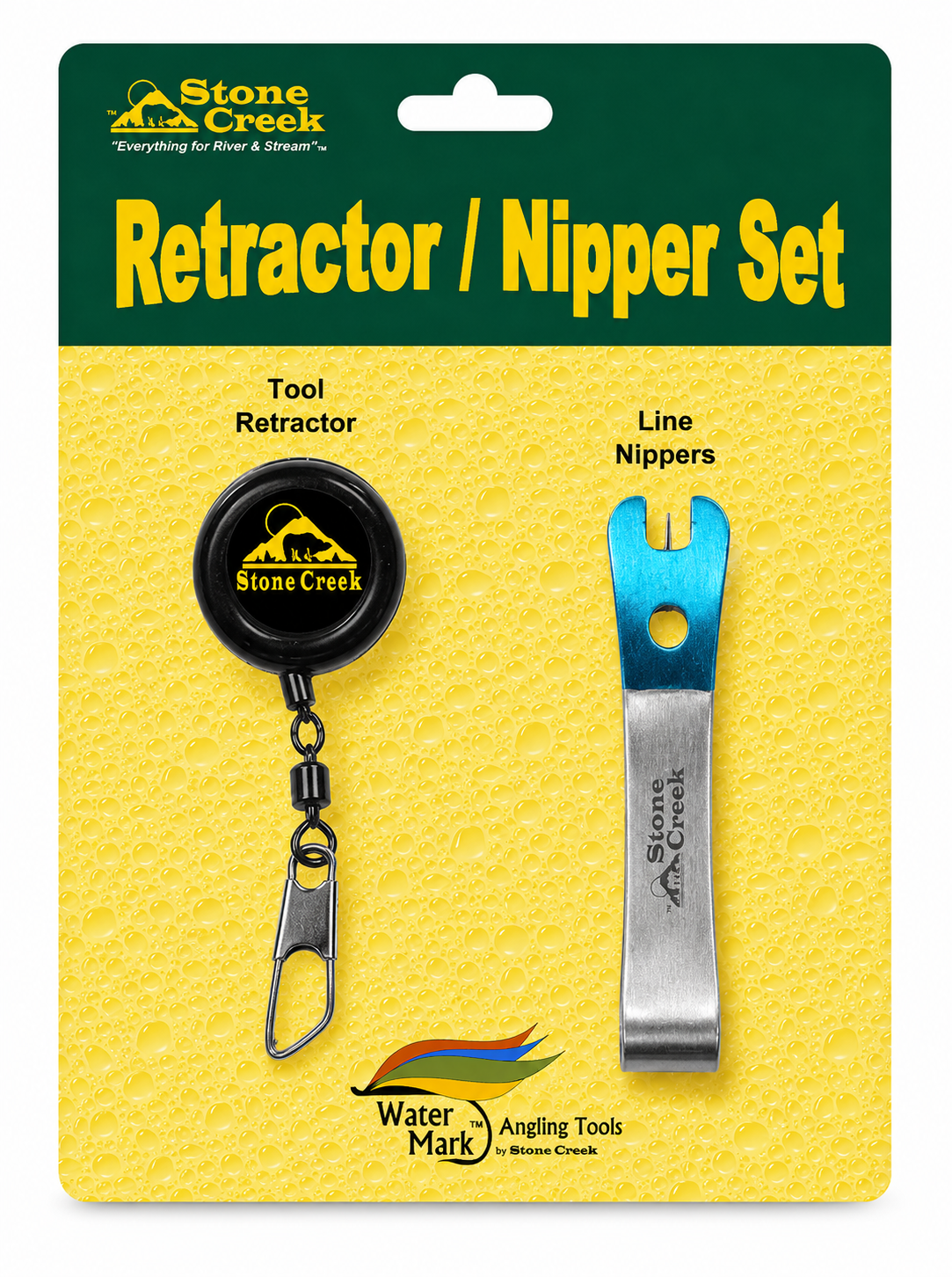 Stone Creek Outfitters retractor and nipper set with stainless steel tools, featuring ergonomic handles for fishing or tackle maintenance.