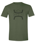 Men's HOOey Split Hooey T-shirt in military green, featuring a front view with graphic design and casual fit.