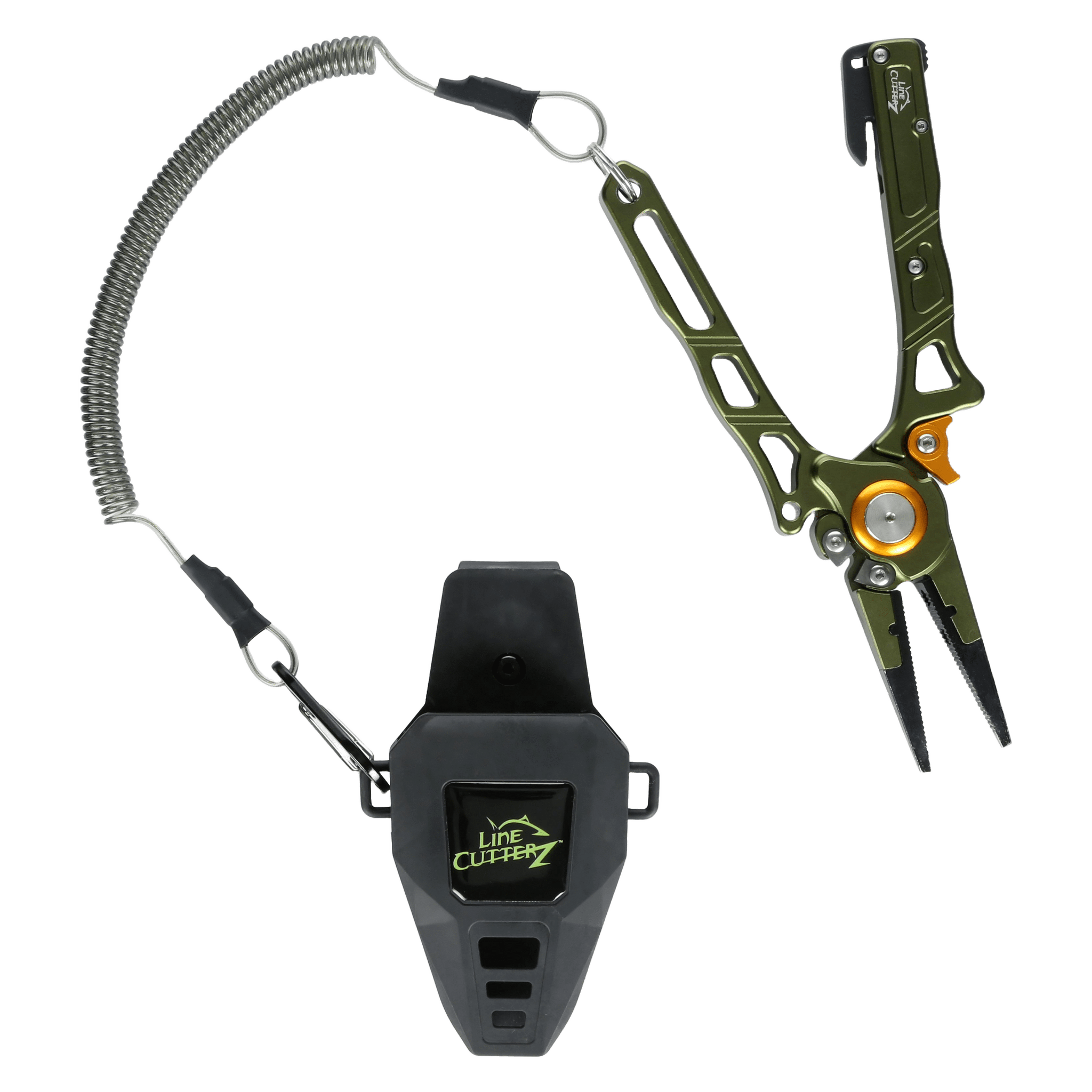 Line Cutterz Elite pliers cutter tool with ergonomic handle and sharp blades for precise cutting of fishing lines and small cords.