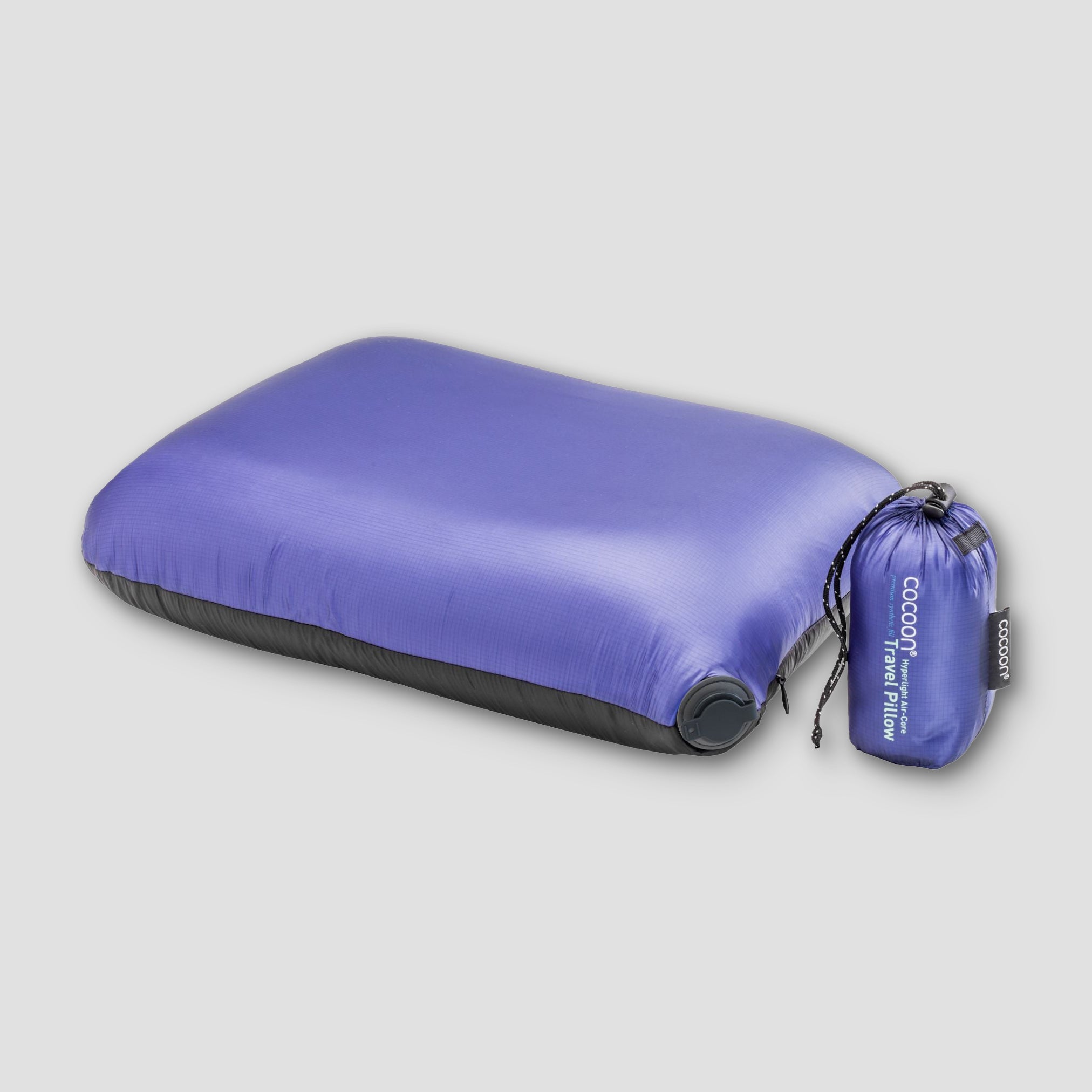 COCOON Hyperlight AirCore Pillow featuring a lightweight, inflatable design with a soft outer fabric for comfort.