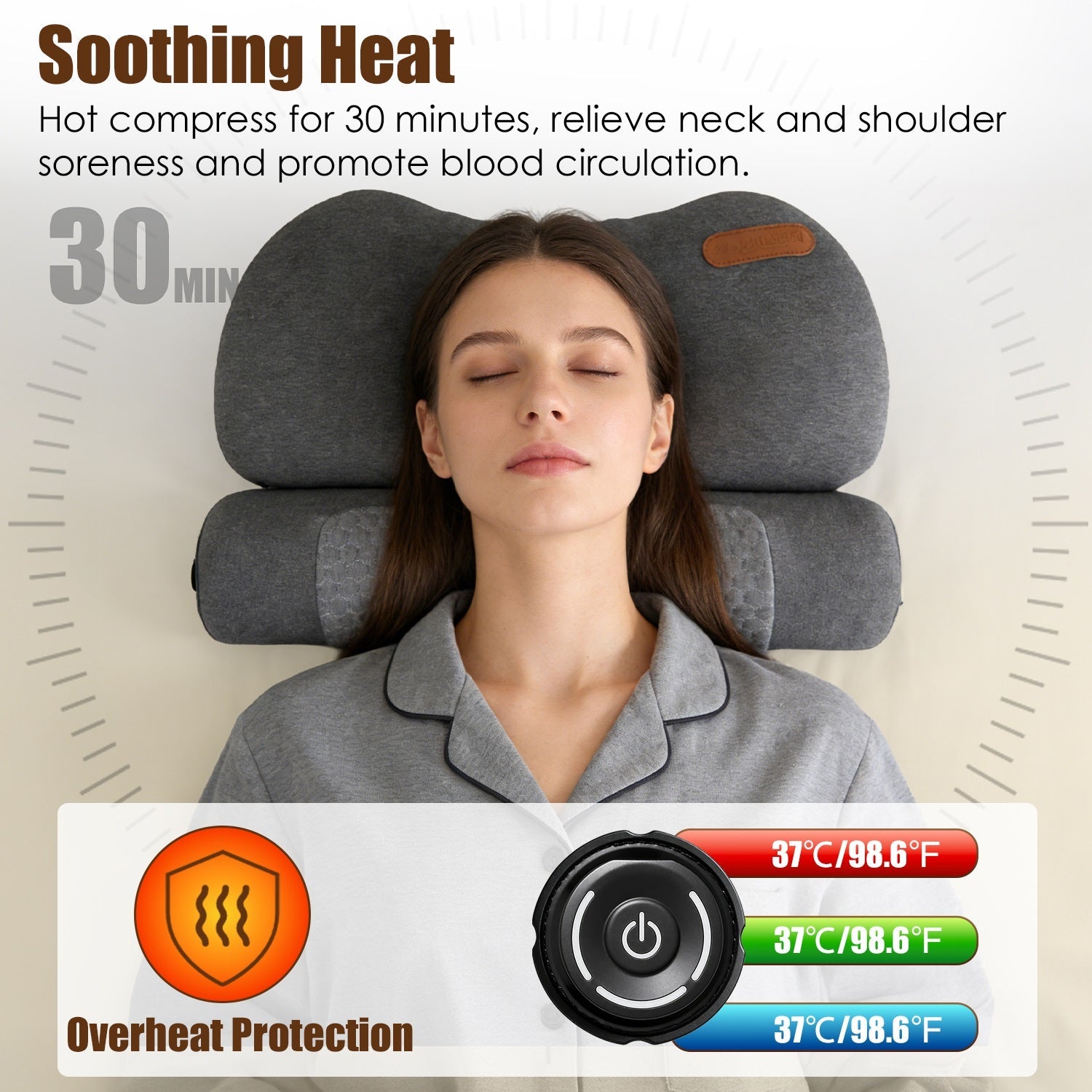 USB Heated Neck Pillow Zero Pressure Memory Foam Cervical Neck Pillow Heated Bed Pillow with Eye Mask Adapter for Pain Relief - OVERLANDERS Outfitter