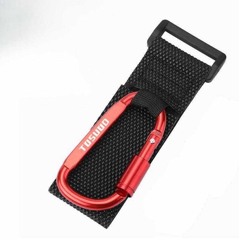 Bean's Moto Booth motorcycle aluminum alloy velcro hook for accessories, featuring a durable metal design with velcro attachment.