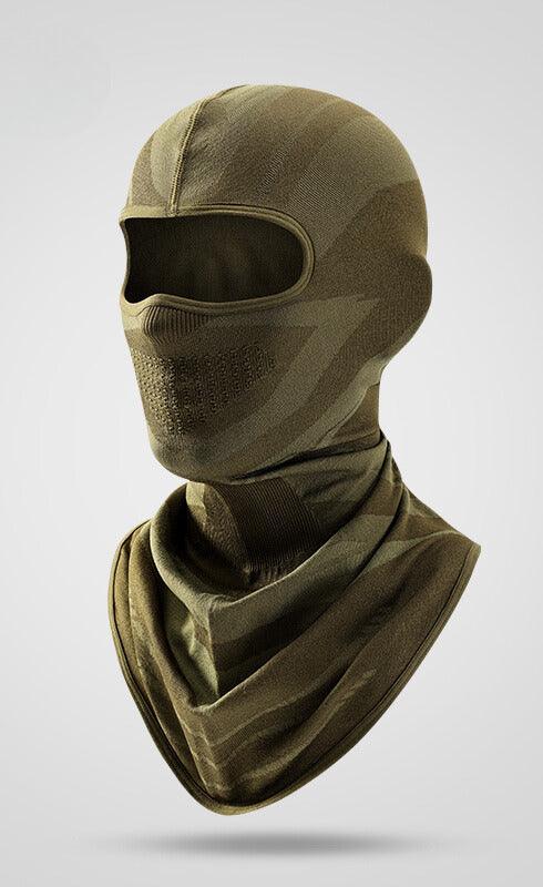Winter windproof thickened motorcycle balaclava by Bean's Moto Booth, showing close-up of black, insulated face cover for motorcycle riding.