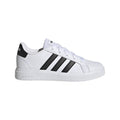 Runwalk kids' Adidas Grand Court 2.0 tennis shoes with white and navy design, featuring durable sole and sporty style.