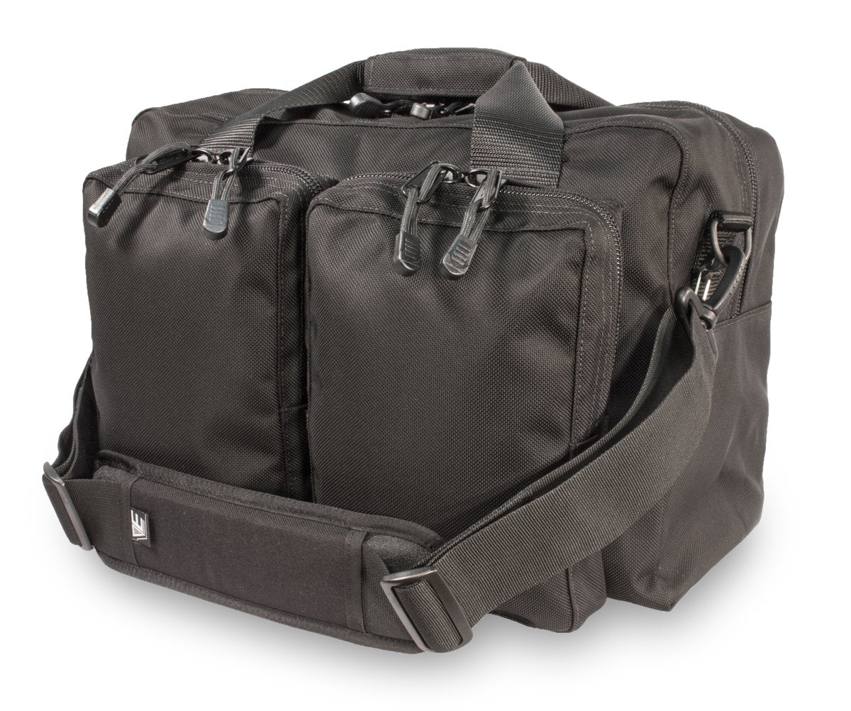 Elite Survival Systems Deluxe Overnight Bag, durable black luggage with handles and zipper closure, ideal for travel and short trips.
