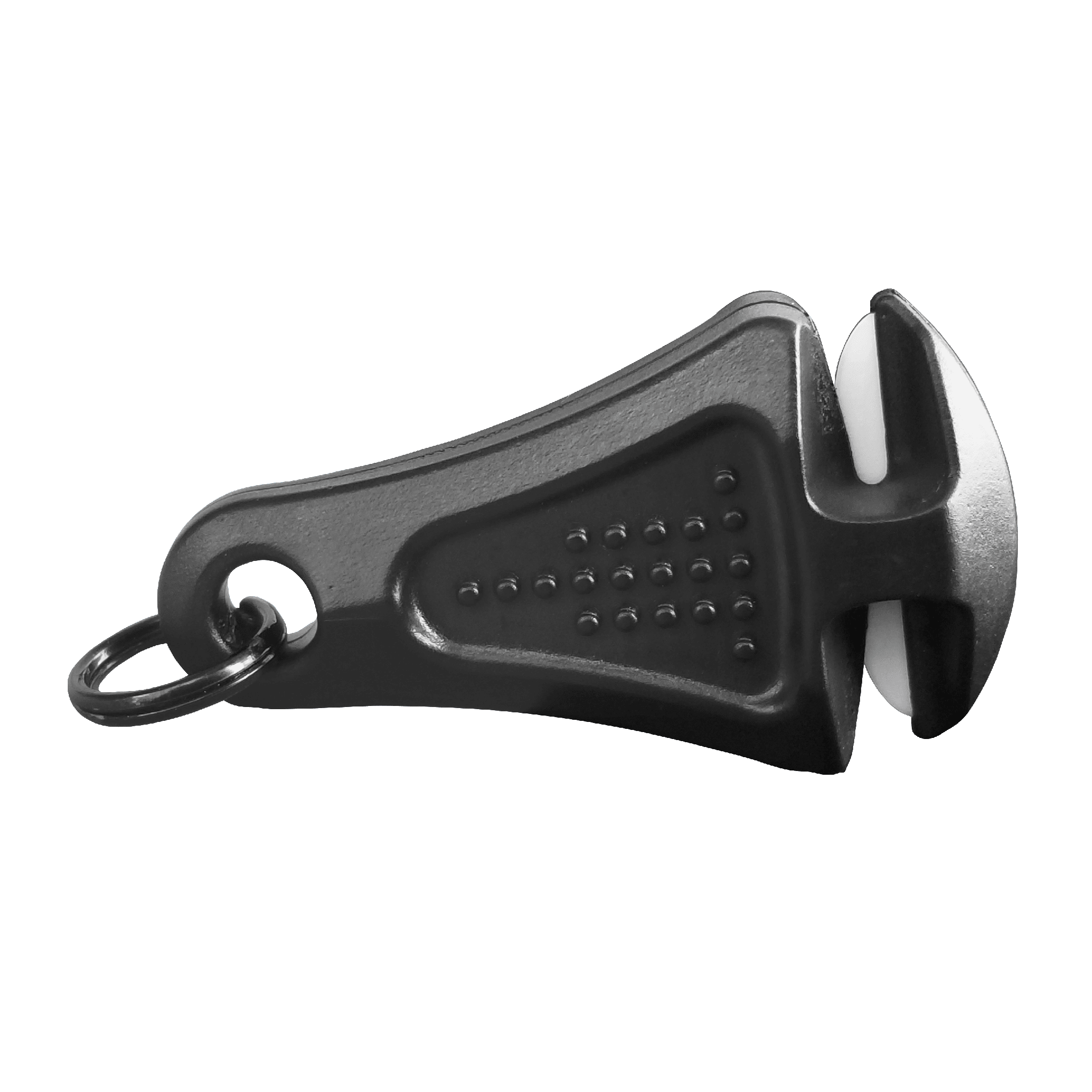 Line Cutterz ceramic blade zipper pull with compact design and durable ceramic blade for easy zipper opening.