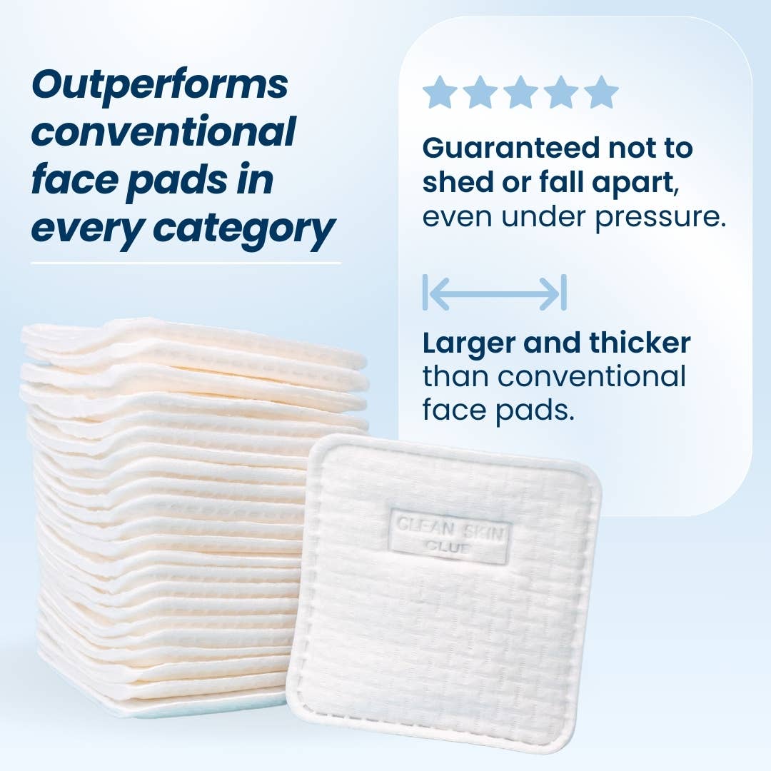 Clean2 Face Pads by Alpenglow Readiness Supply, showcasing a stack of biodegradable cleansing pads on a neutral background.
