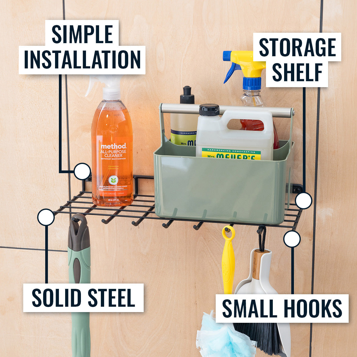 Afton Garden Tool Shelf With Hooks | Holds 40 lbs - OVERLANDERS Outfitter