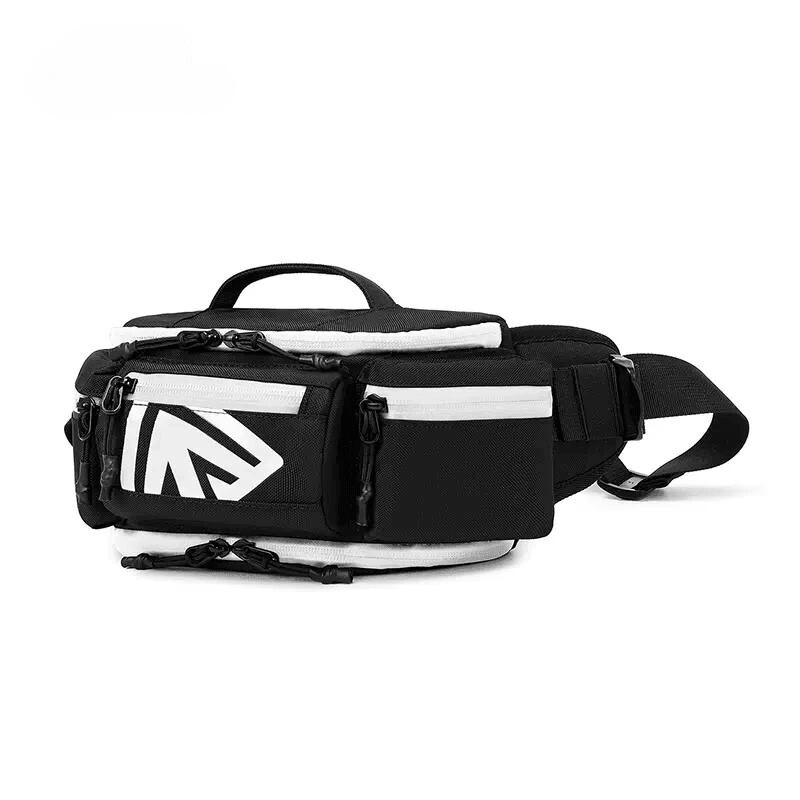 Albers™ 3-in-1 motorcycle waist bag from Bean's Moto Booth shown with adjustable straps and multiple compartments for riding gear.