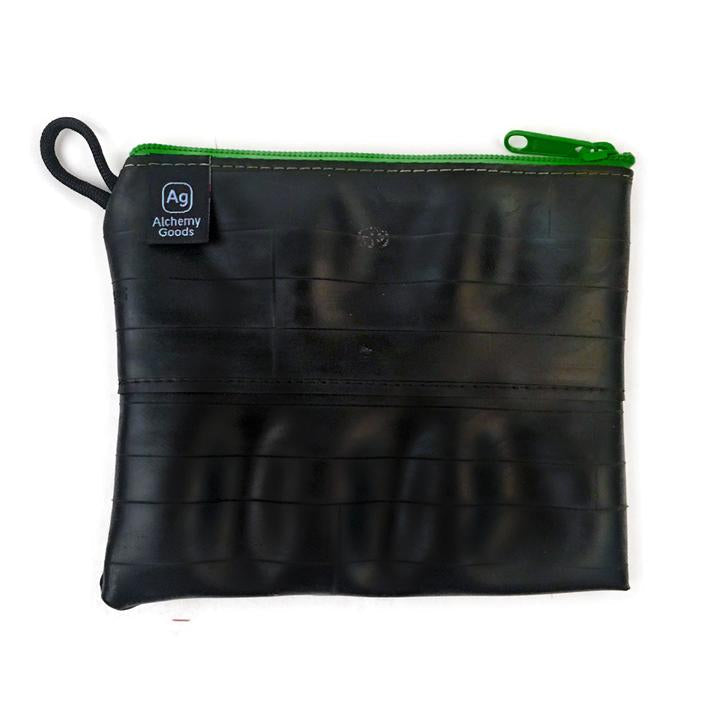 Large lime zipper pouch with liner from ZEITBIKE's Alchemy Goods Bags & Panniers collection, featuring a spacious design and durable construction.