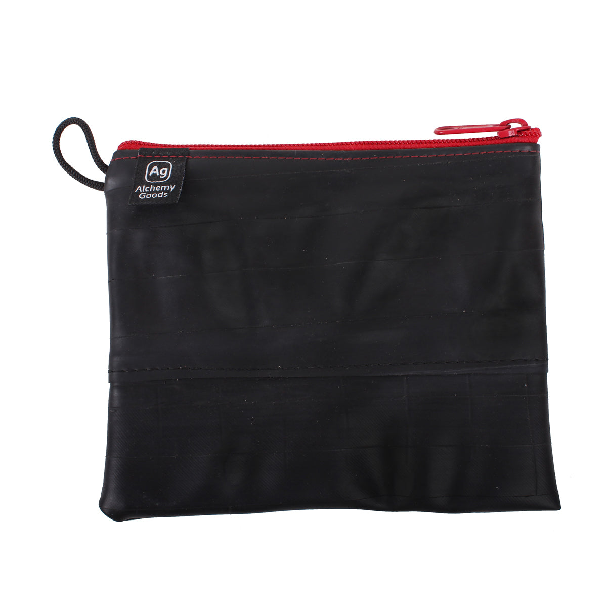Red large zipper pouch with liner from ZEITBIKE's Alchemy Goods Bags & Panniers collection, showing the pouch open with interior lining.