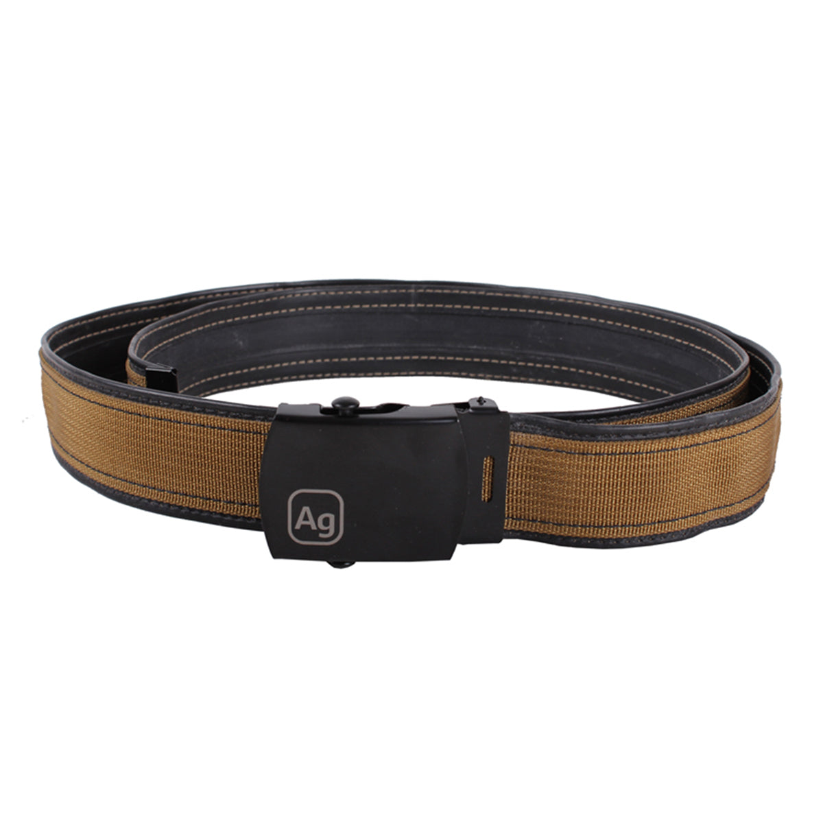 Brown Alchemy Goods Delridge Military Belt by ZEITBIKE featuring sturdy leather strap and metal buckle for casual wear.