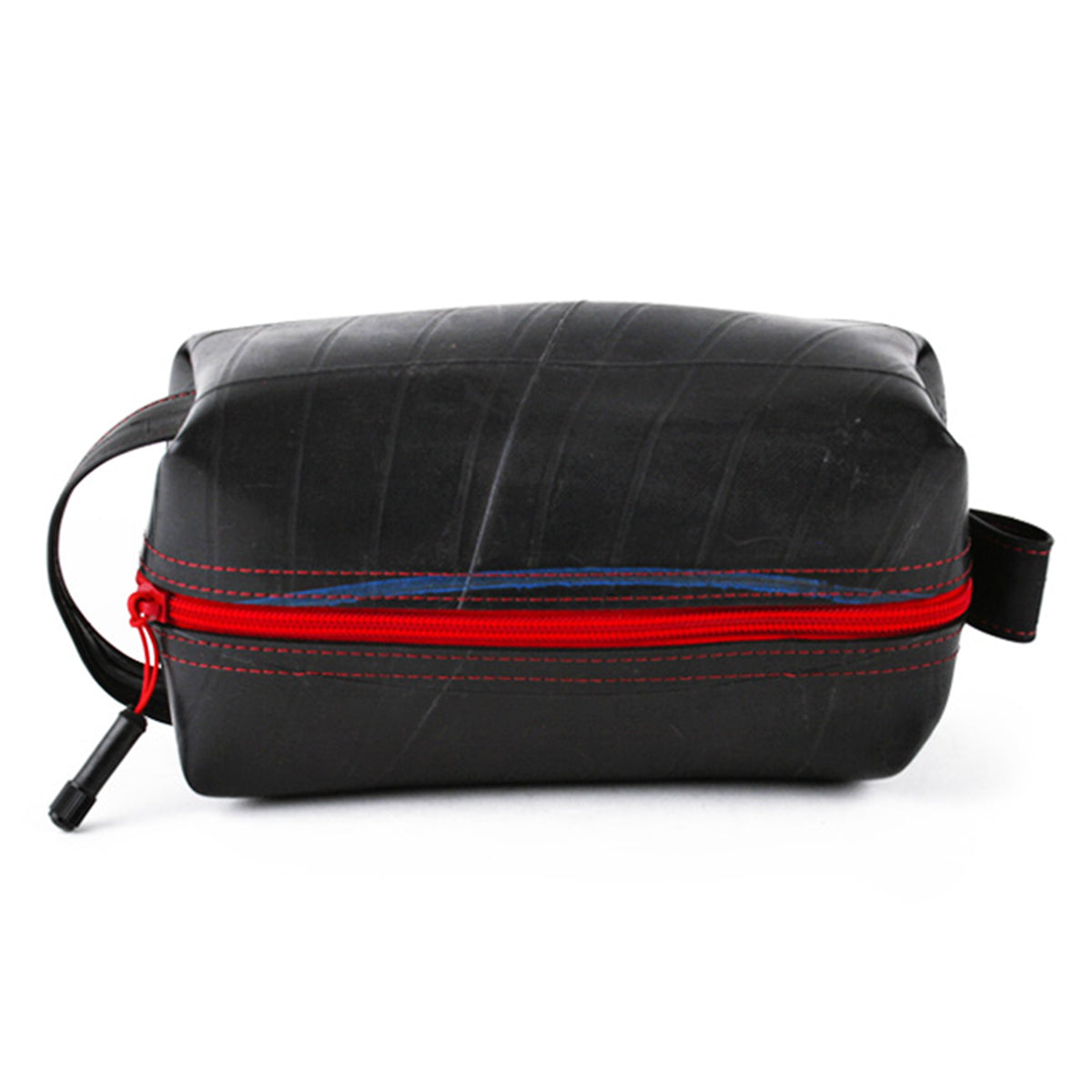 Red Alchemy Goods Elliott Large Travel Kit bag by ZEITBIKE, showing durable fabric and spacious interior for travel essentials.