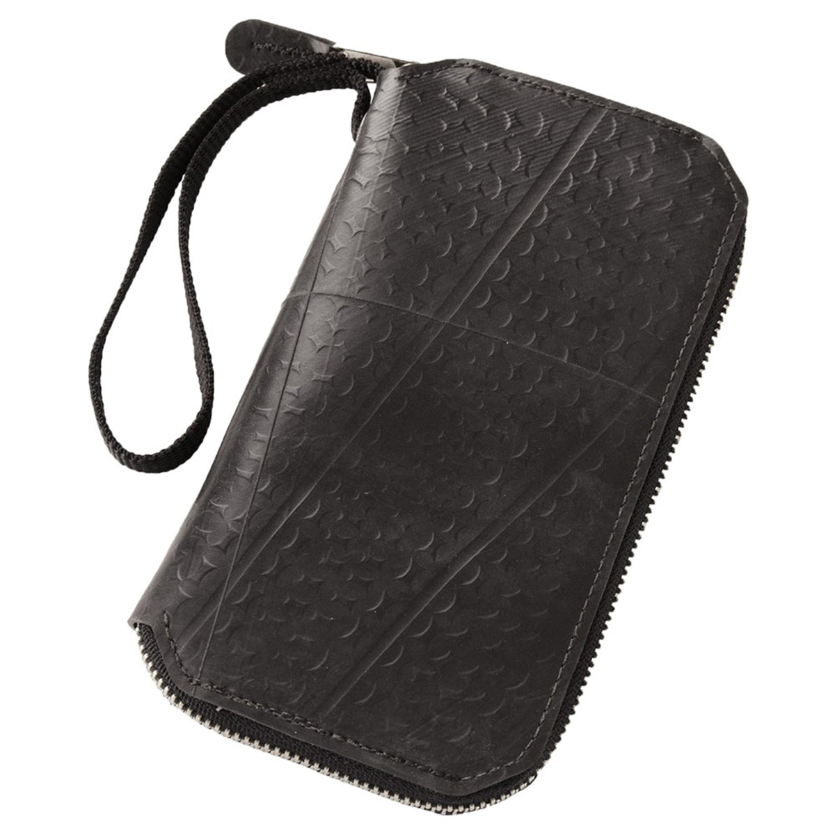 Grey Alchemy Goods Fauntleroy Clutch wallet by ZEITBIKE with zip closure, showcasing compact design and durable leather material.