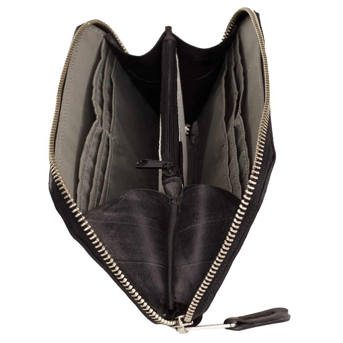 Grey Alchemy Goods Fauntleroy Clutch wallet by ZEITBIKE featuring a zip closure and compact design.