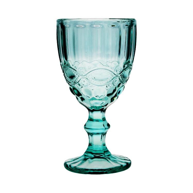 Alice Glass Water Goblet by Tea + Linen, clear glass with elegant stem and bowl for serving water or beverages.