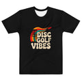 White men's Disc Golf Vibes T-shirt by Dojo Designs featuring all-over-print crew neck design.