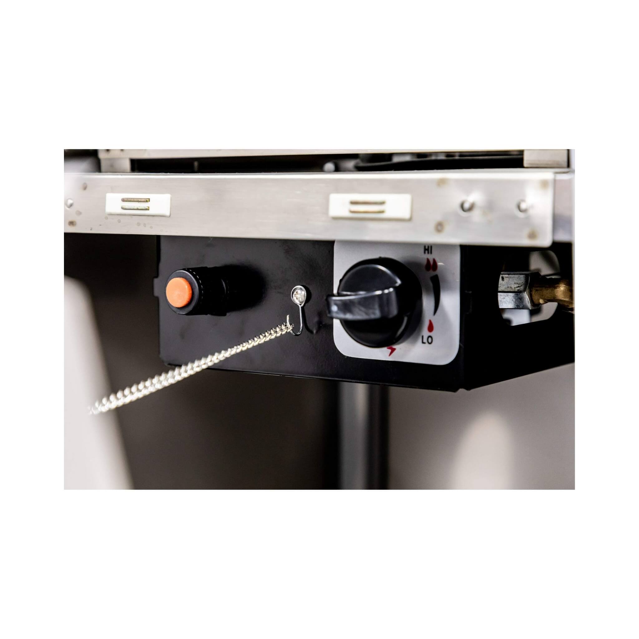 Alora Premium 40K BTU stainless steel patio heater with quartz glass tube and fire control features.