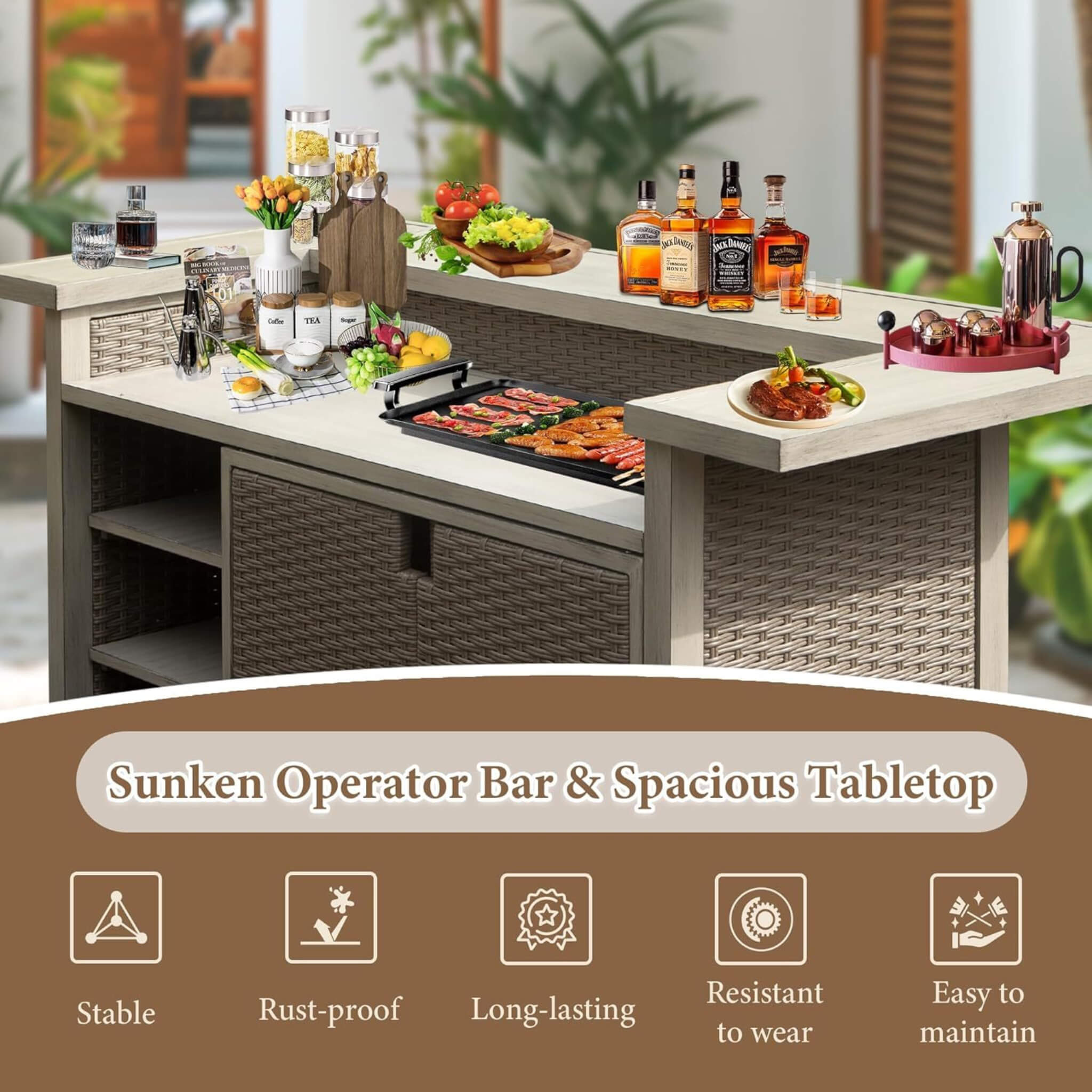 Alora Premium All-Weather Spacious Outdoor Patio Bar Table With Aluminum Frame (SAK51876) - We The Collective