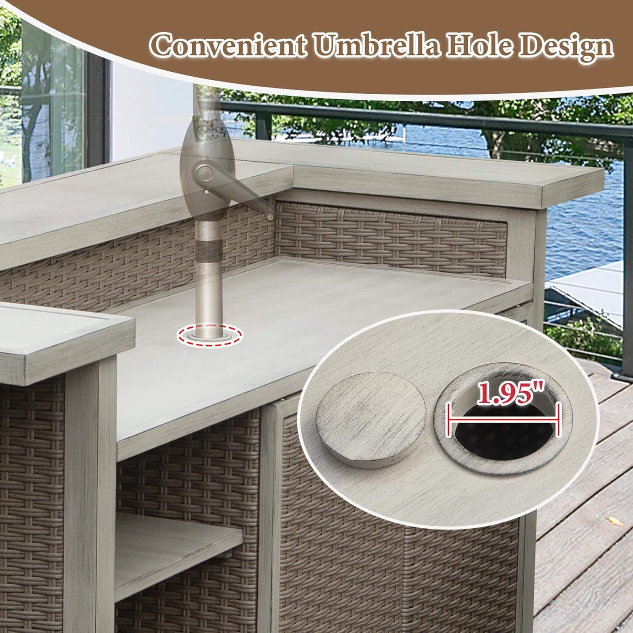 Alora Premium All-Weather Spacious Outdoor Patio Bar Table With Aluminum Frame (SAK51876) - We The Collective