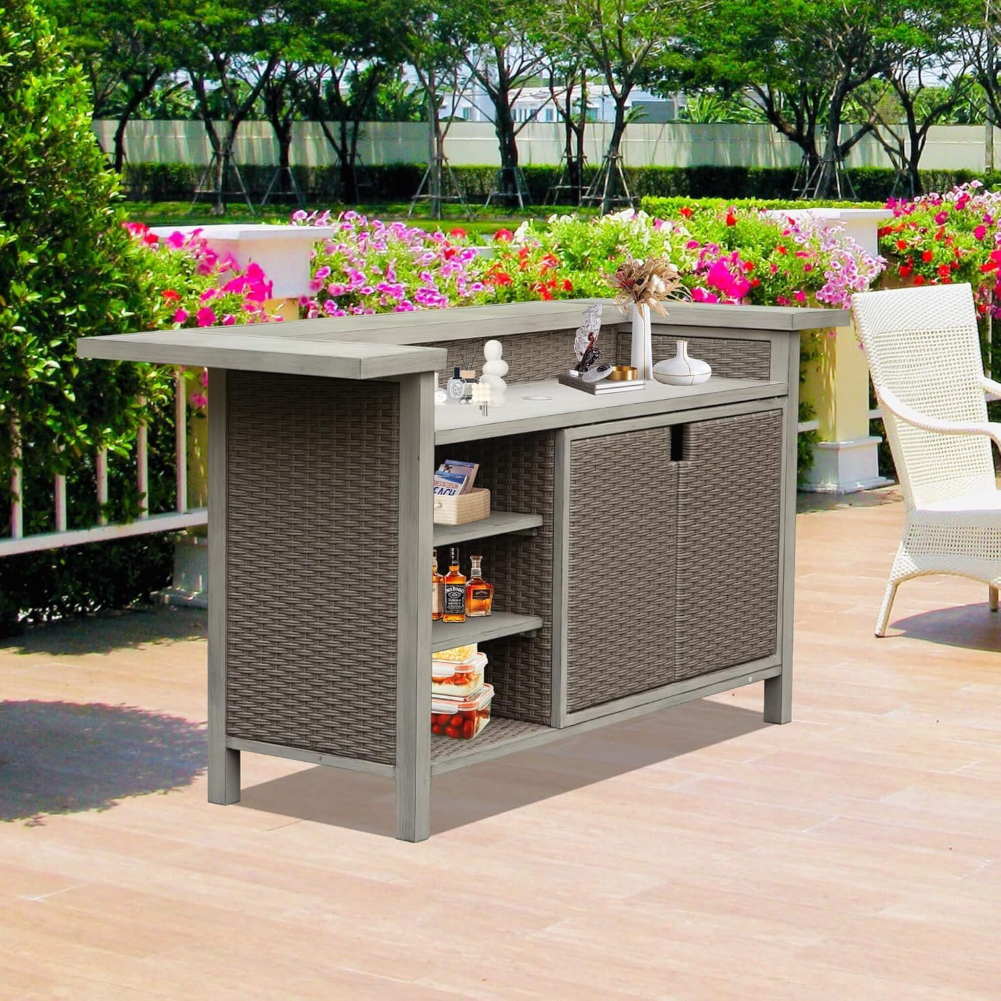 Alora Premium All-Weather Spacious Outdoor Patio Bar Table With Aluminum Frame (SAK51876) - We The Collective