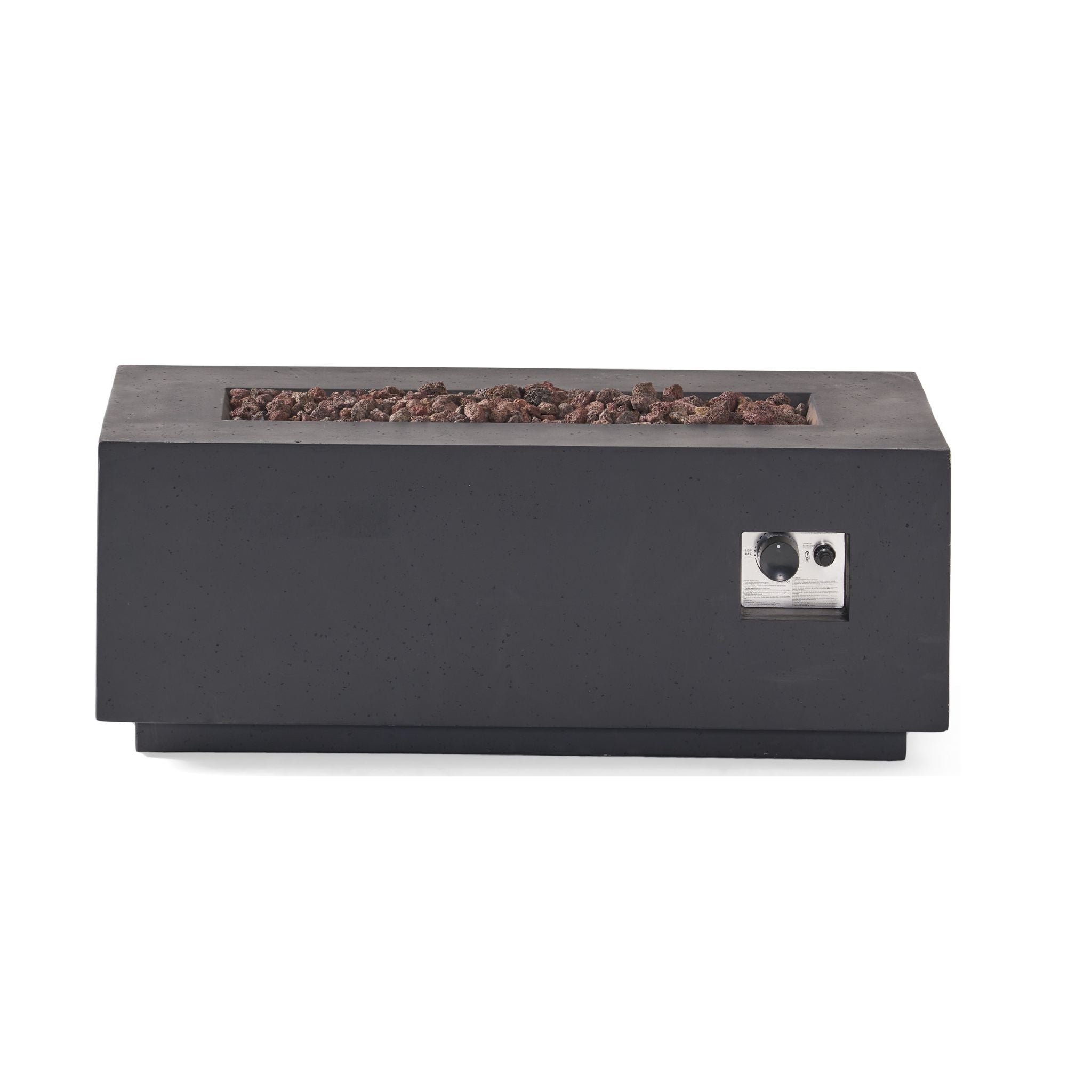 Alora Premium rectangular propane gas fire pit table with 40K BTU, featuring contemporary design and elegant finish.
