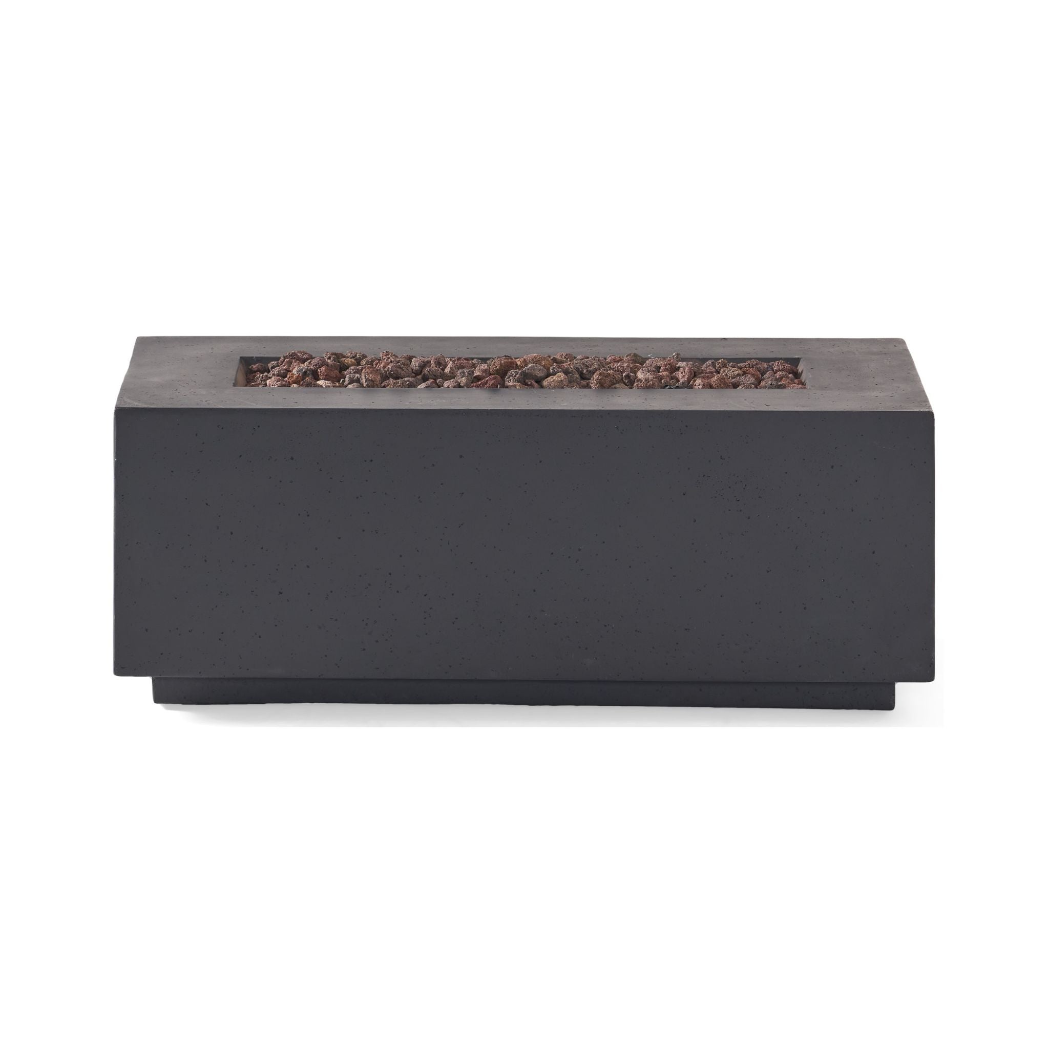 Alora Premium rectangular propane gas fire pit table with 40K BTU in a contemporary outdoor setting.