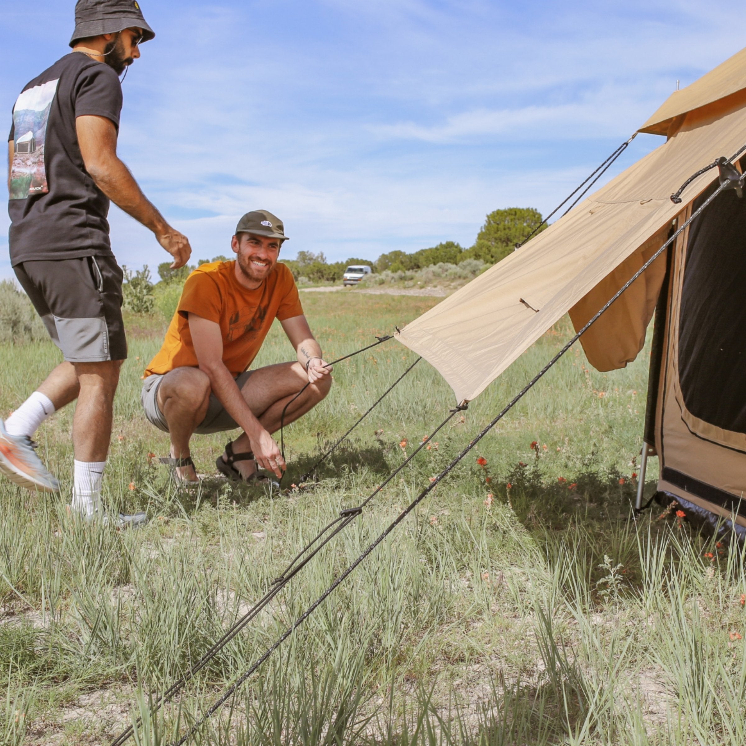 Open Altimus Bell Tent by White Duck Outdoors showing the spacious interior with its classic bell shape and durable fabric.