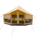 White Duck Outdoors Altimus Bell Tent set up outdoors, showcasing its spacious design, durable fabric, and classic bell shape.
