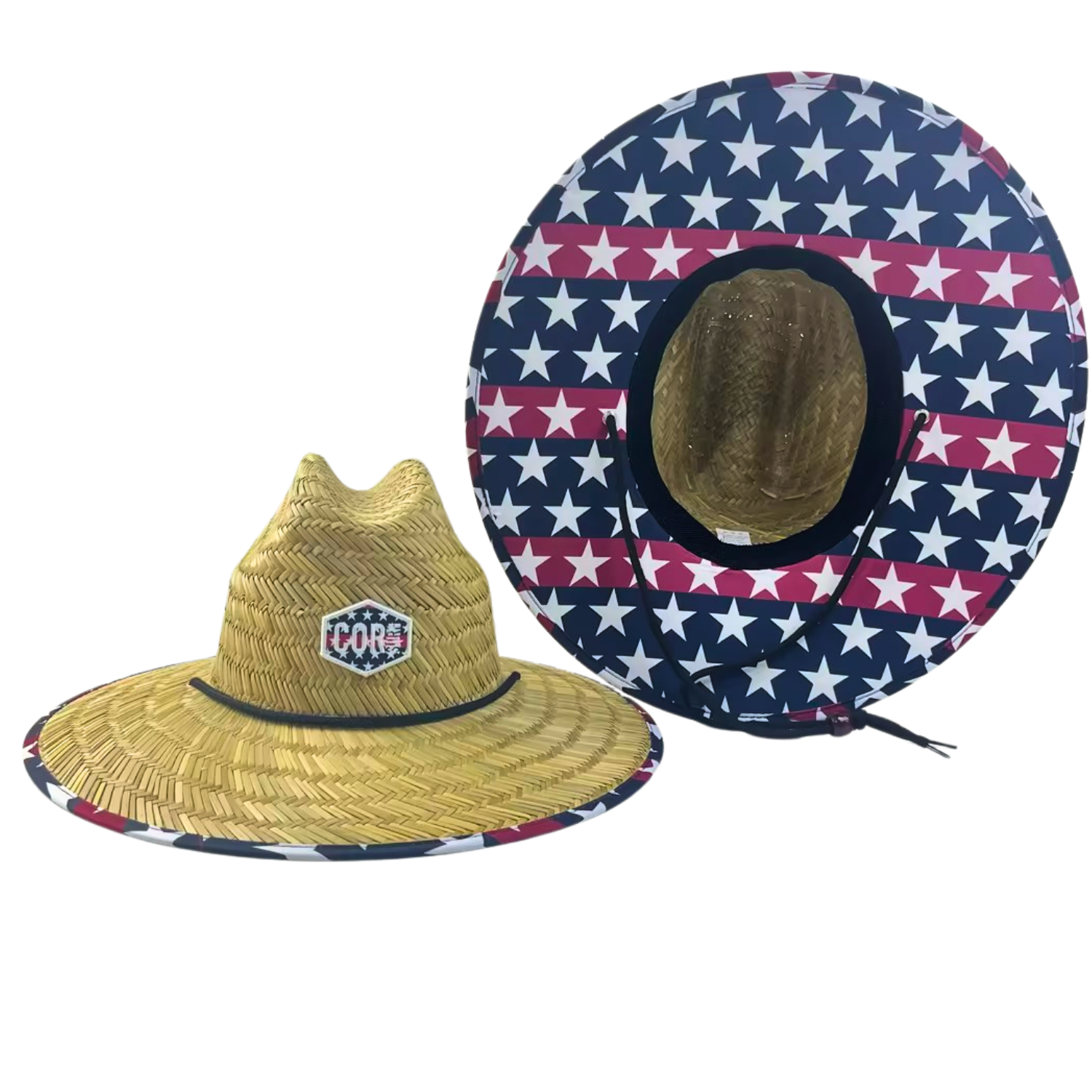 Straw Lifeguard Sun Hats for Adults - Patriotic - OVERLANDERS Outfitter