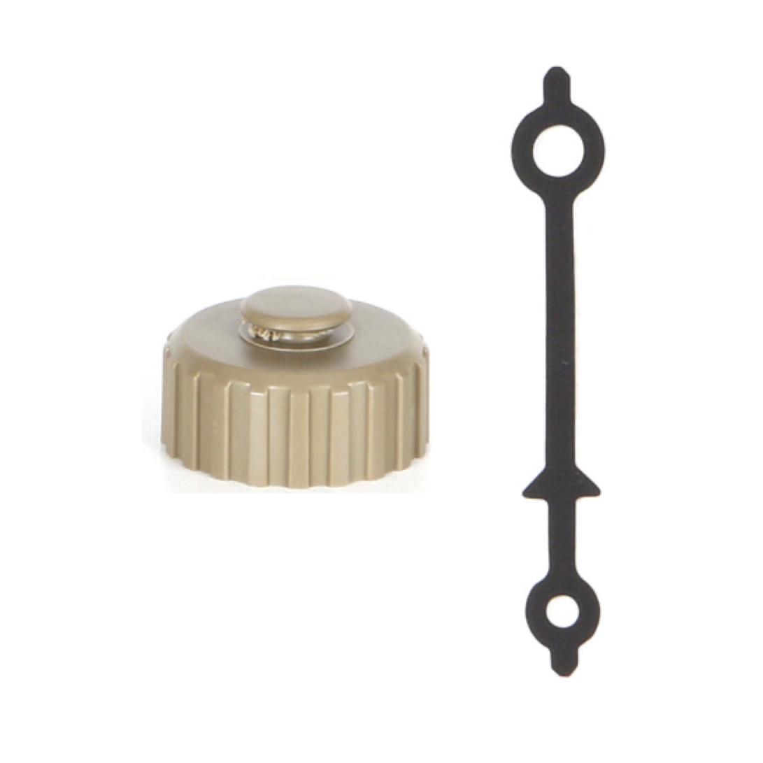HCC Tactical AMP Battery Cap Kit for hearing protection and communication, showcasing the battery caps and mounting features.