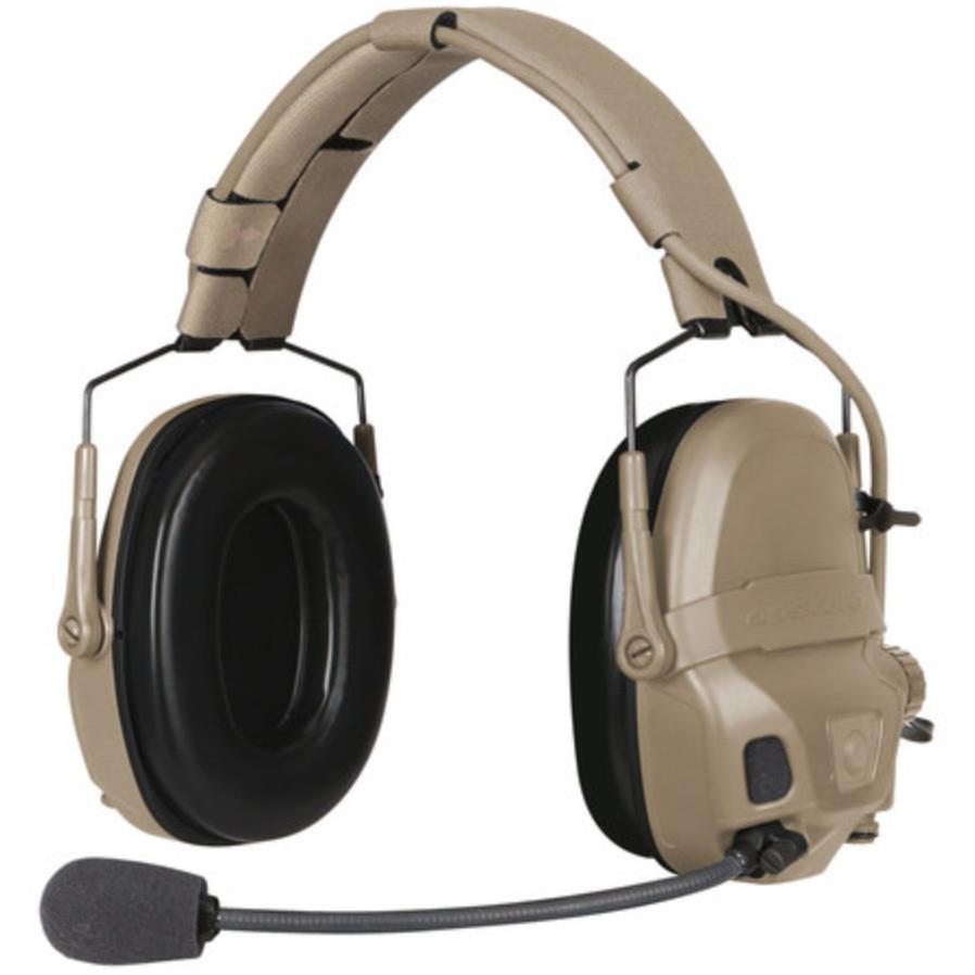 HCC Tactical AMP communication headset with connectorized design for hearing protection and communication in tactical operations.