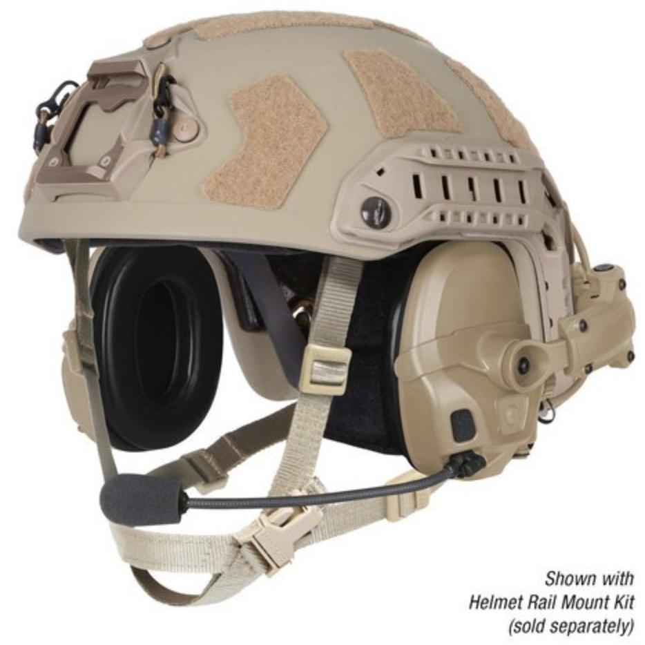 HCC Tactical AMP Communication Headset with fixed downlead, designed for hearing protection and clear communication.