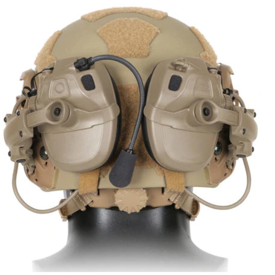 HCC Tactical AMP Communication Headset with fixed downlead for effective hearing protection and clear communication.