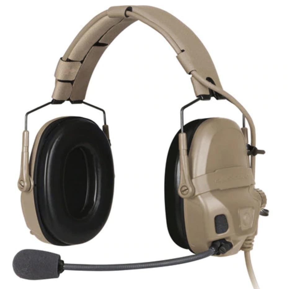 HCC Tactical AMP Communication Headset with fixed downlead for effective hearing protection and clear communication.