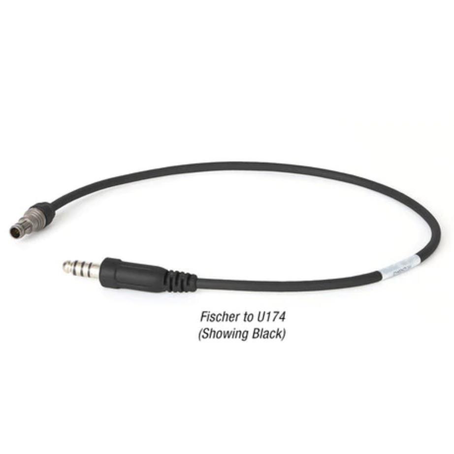 HCC Tactical AMP headset downlead cable for hearing protection and communication, shown with connectors and cable details.