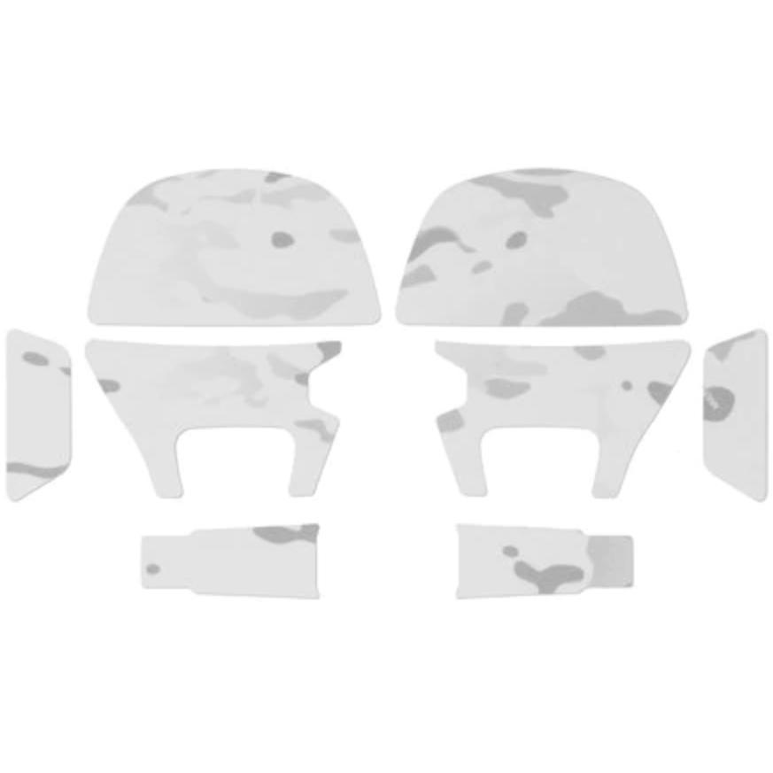 HCC Tactical AMP MultiCam Skin Sets for hearing protection and communication, shown on an Ops-Core helmet.