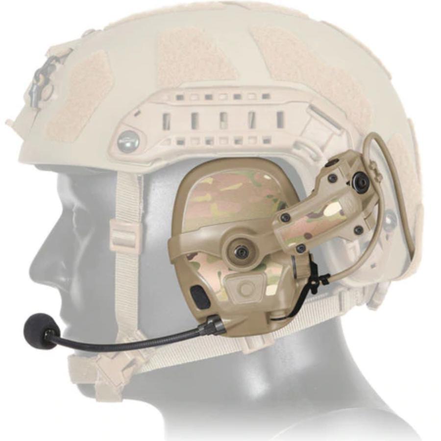 HCC Tactical AMP MultiCam Skin Sets for hearing protection and communication with camouflage design, suitable for tactical use.