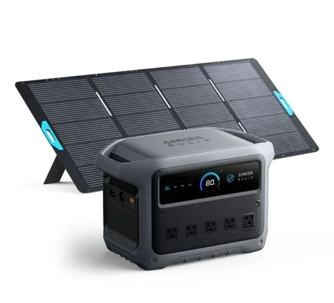 Green Vista Living Anker SOLIX C1000 Gen2 portable solar generator with 400W solar panel, compact outdoor power solution.