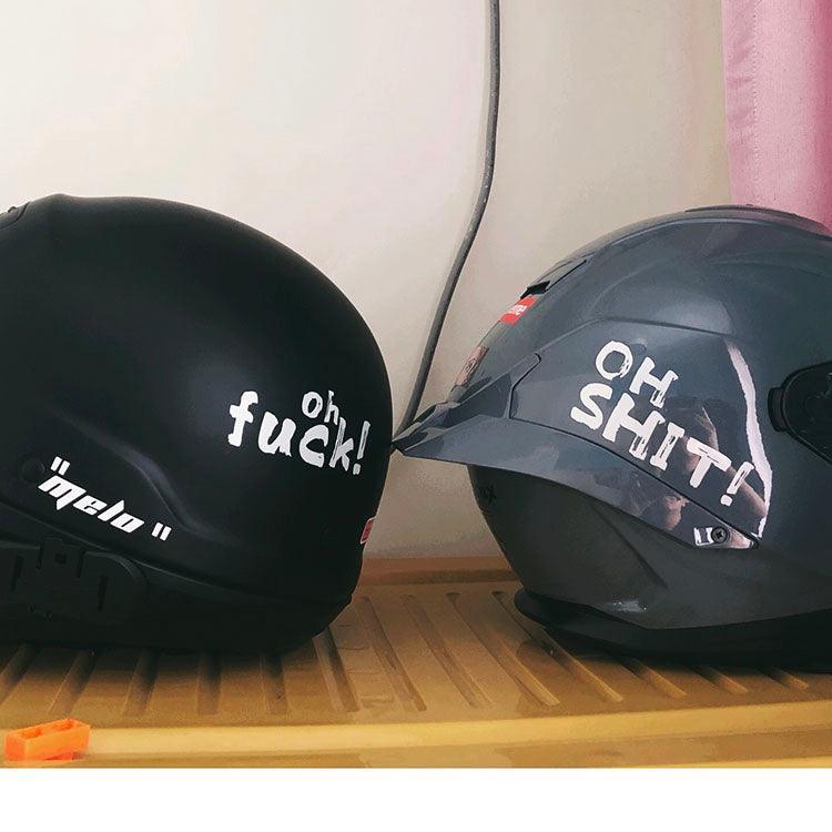 Hand-painted style Attitude Helmet Sticker by Bean's Moto Booth, featuring bold, colorful design on a motorcycle helmet.