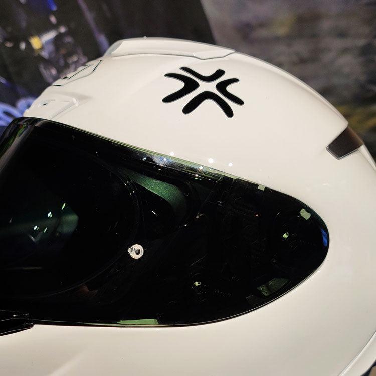 Hand-painted style Attitude Helmet Sticker by Bean's Moto Booth displayed on a motorcycle helmet.