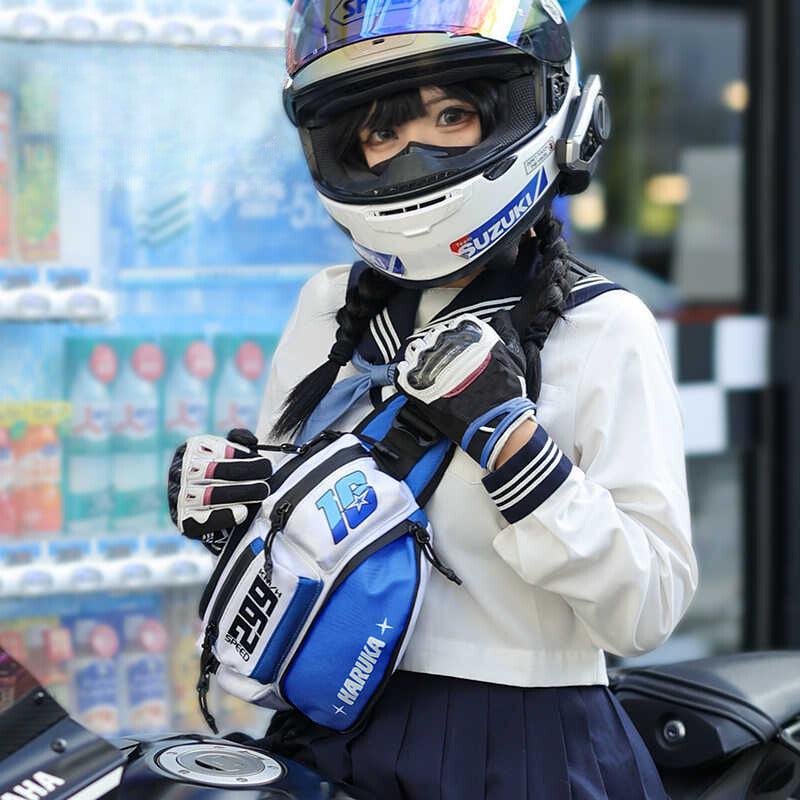 Albers™ waterproof motorcycle waist bag by Bean's Moto Booth, compact bag with adjustable strap and waterproof material for riding.